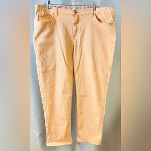 Vintage‎ America Peach Denim Boyfriend Stretch Capris Sz 16/33